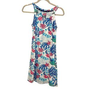 Lilly Pulitzer blue turquoise pink turtle print SWIM dress SPF 50 small
